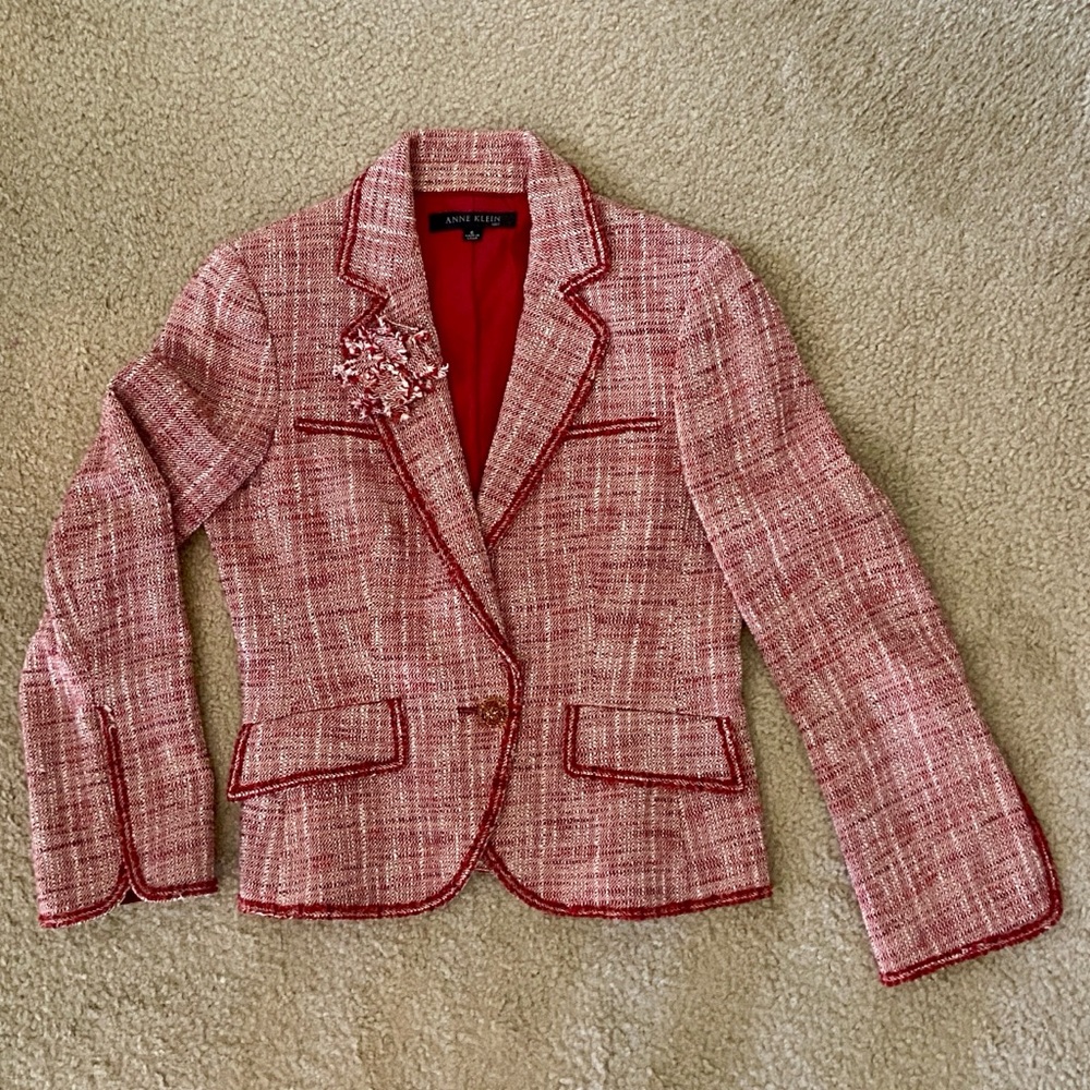 Anne Klein Women's Red Textured Blazer
